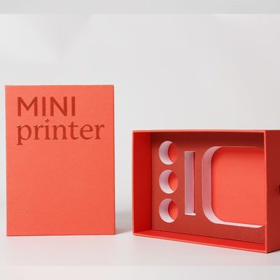 Embalaje de cajas de cajones de cartón impresas a medida con logotipo en relieve e inserción de EVA