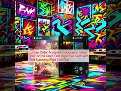 Pedido personalizado Aceptado Holográfico Luminoso Spot UV Foliu Laser Cartón de Papel Caja de Plata con Estampado de Oro Caja de Artesanía Rígida