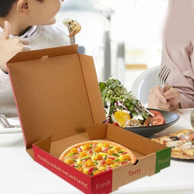 Embalaje de la caja de la pizza de papel de la comida Kraft papel de la caja de la pizza personalizado Impreso con el logotipo
