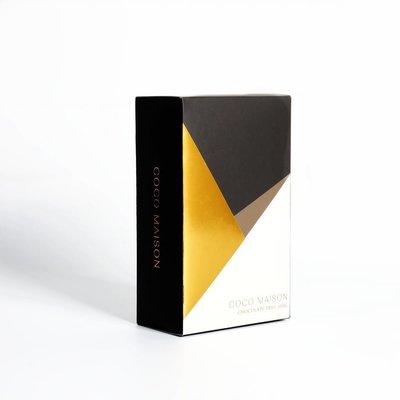 Caja de embalaje de papel recubierto de color impreso a medida con logotipo de oro de papel de relieve