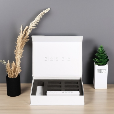 Caja magnética de regalo en forma de libro de papel recubierto personalizado con inserción para perfume