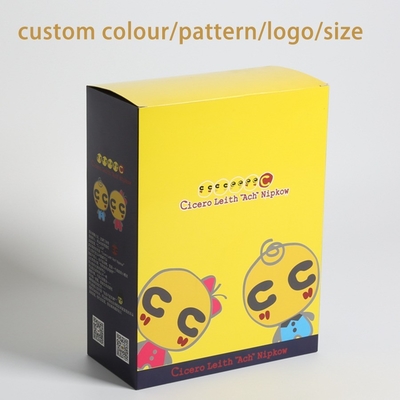 Caja de embalaje de papel amarillo con ventana transparente para accesorios de teléfonos móviles