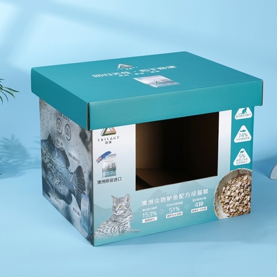 Cajas de cartón para productos de exhibición de alimentos para gatos, cajas de cartón corrugado con tapas
